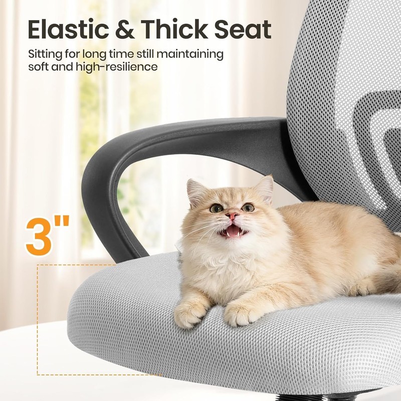 Stylish Grey Office Chair with Smooth-Rolling Silent Wheels & Rocking Feature gallery