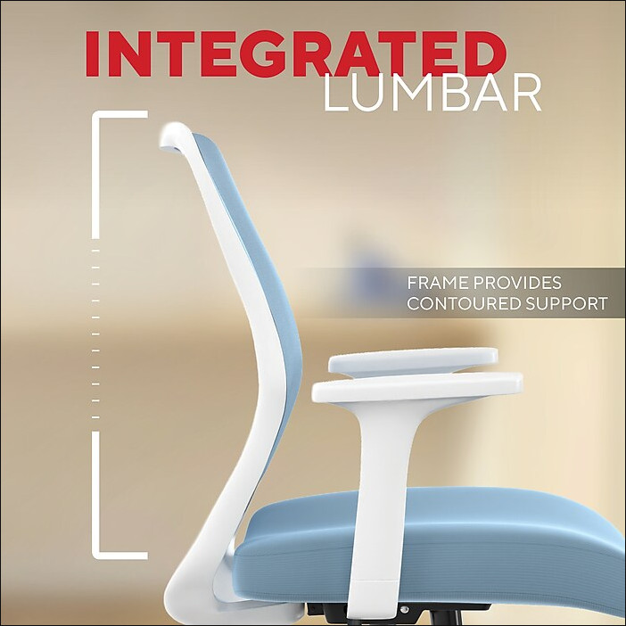 Staples Essentials Ergonomic Fabric Swivel Task Chair, Light Blue gallery