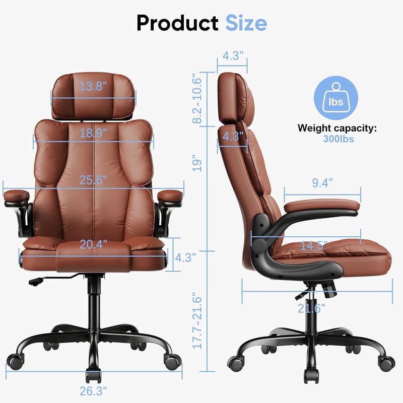 Ergonomic Executive Office Chair with Adjustable Headrest & 90° Flip-Up Arms,... gallery