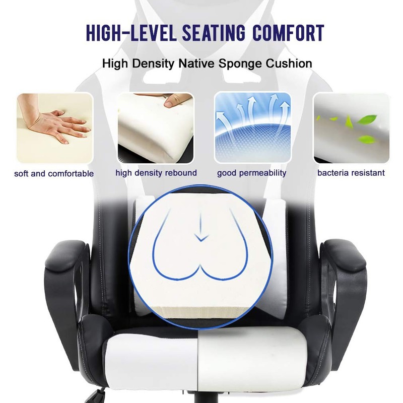 High-Back Gaming Chair PC Office Chair Computer Racing Chair PU Desk Task Cha... gallery