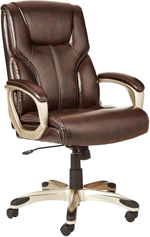 Amazon Basics Executive High Back Office Chair Brown Gold Adjustable