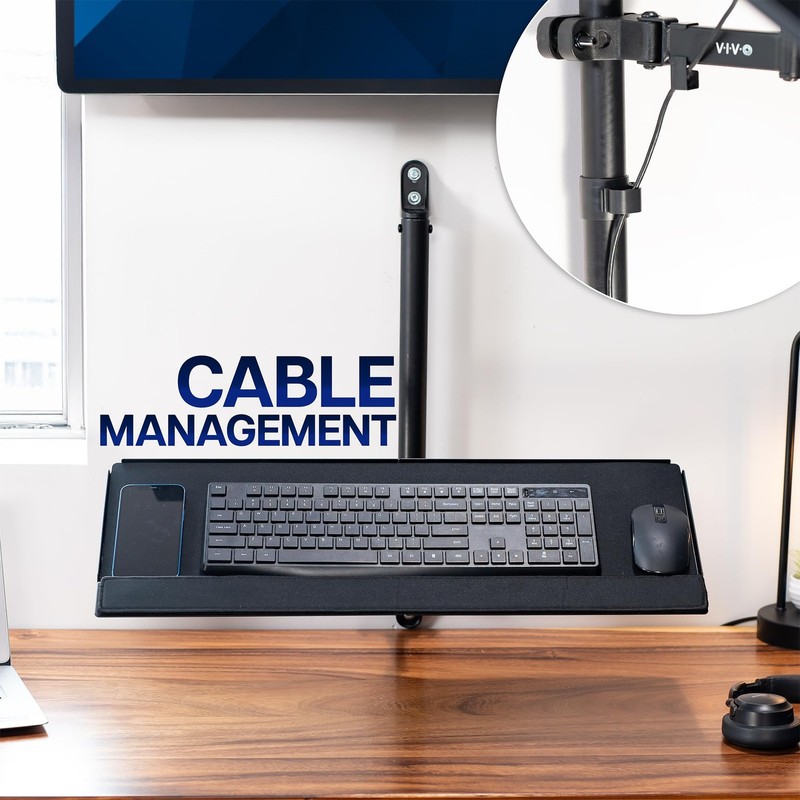 26 Inch Keyboard and Mouse Tray Wall Mount with Wrist Pad, Tilt and Rotation,... gallery
