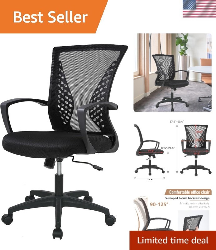 Stylish Black Mesh Office Chair – Adjustable, Comfortable, and Ergonomic Design