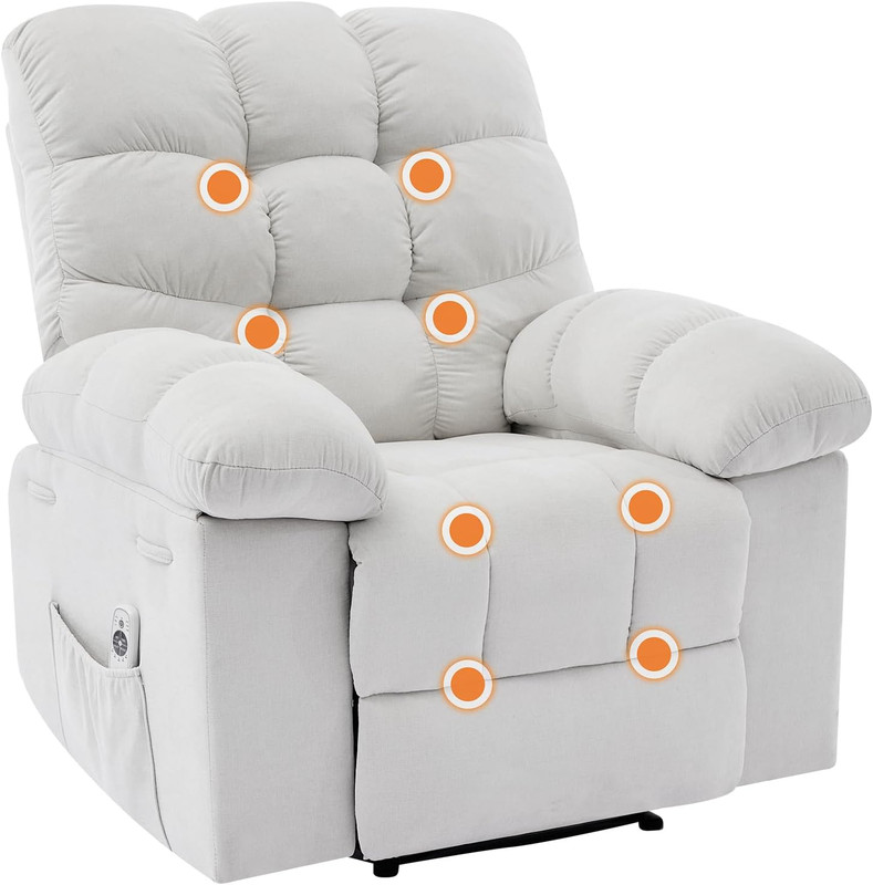 21.4″ Wide Massage & Heat Recliner Chair with Lumbar Support for Living Room
