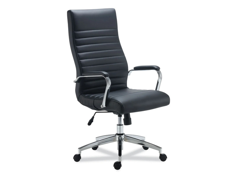 Alera Eddleston Leather Manager Chair, Supports Up to 275 lb, Black Seat/Back, C gallery