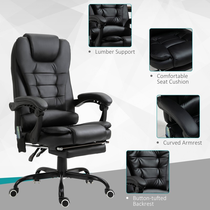 7-Point Vibrating Office Massage Desk Chair Comfortable Executive Recliner Black gallery