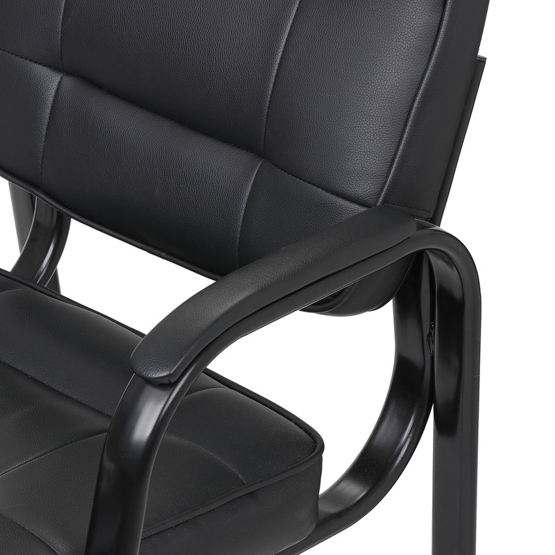 Classic Leather Guest Reception Waiting Room Office Desk Side Chairs Black New gallery