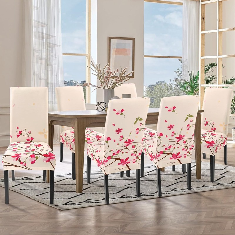SearchI Dining Room Chair Covers Slipcovers Set of 4, 4 per set, Pink Flowers gallery