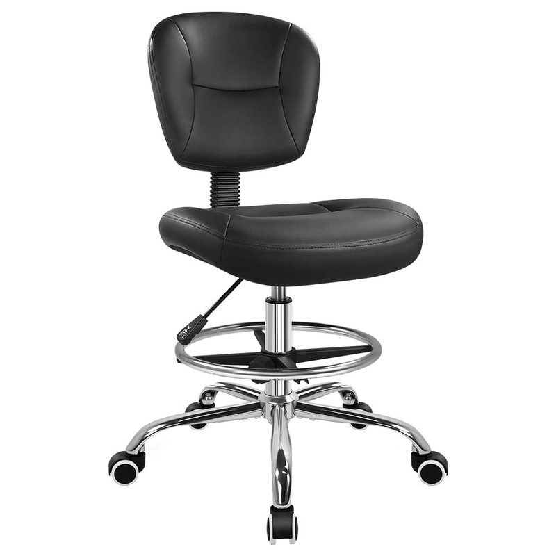 Drafting Chair with Back Footrest Adjustable Office Stool Chair 360 Swivel Ro...