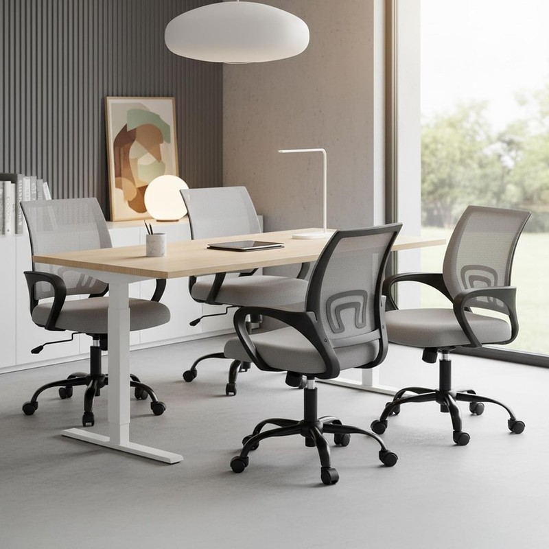 Stylish Grey Office Chair with Smooth-Rolling Silent Wheels & Rocking Feature gallery