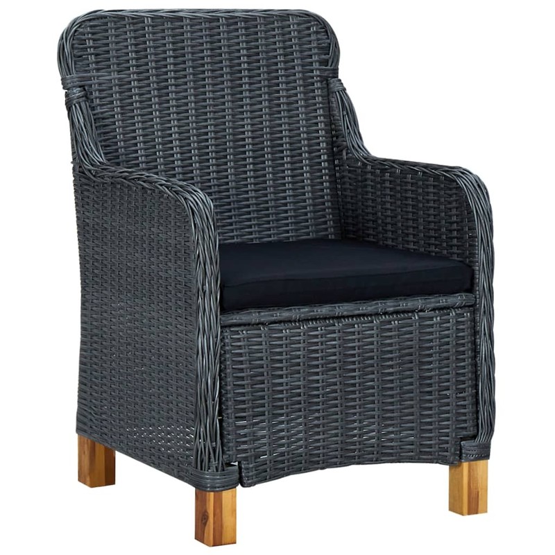 Patio Chairs 2 Pcs Patio Rattan Dining Chair with Cushions Poly Rattan vidaXL vi gallery