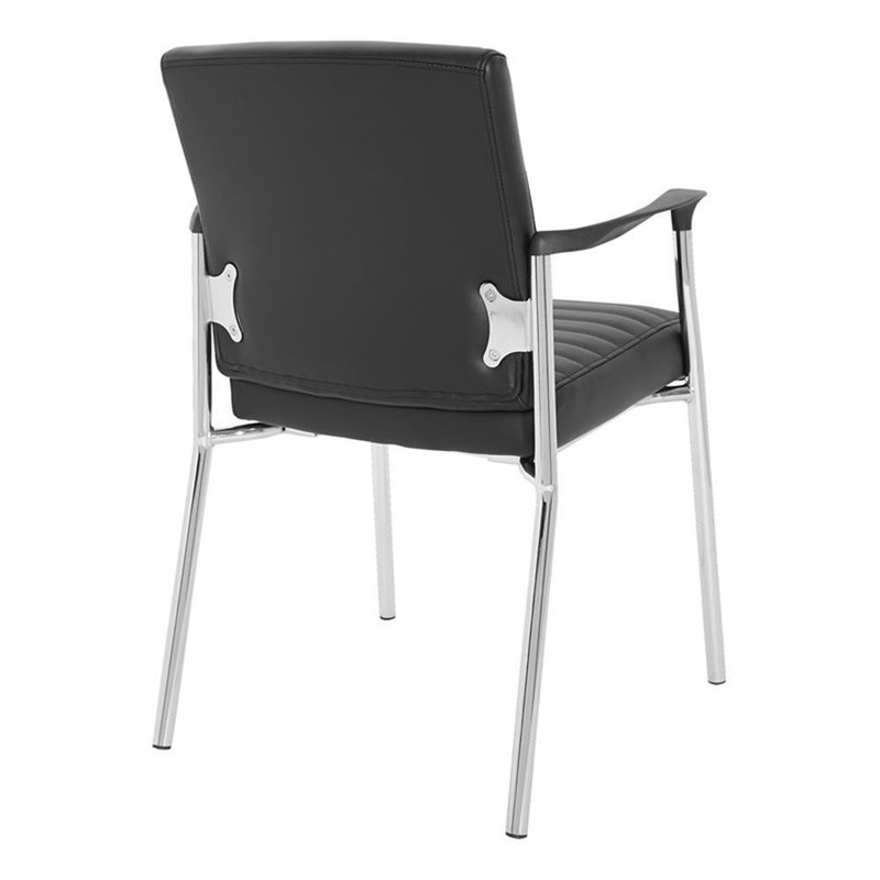 Scranton & Co Black Faux Leather Guest Chair with Chrome Frame gallery