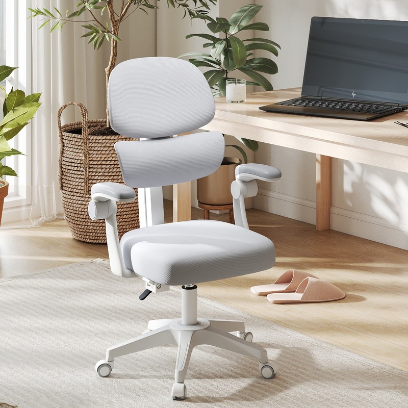 Height Adjustable Kids Study Back-following Chair Ergonomic Lockable 360° Gray gallery