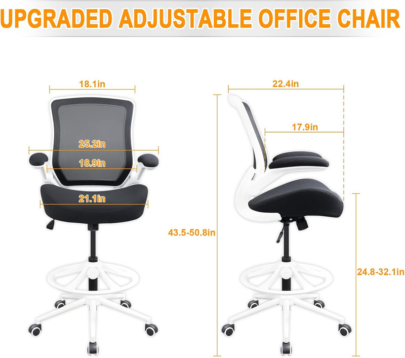 Ergonomic Drafting Chair,Standing Computer Desk Chair,Foot Ring,With Flip-Up Arm gallery