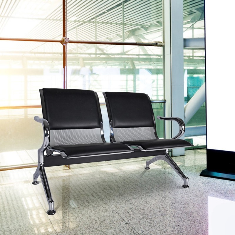 2- Seat Waiting Room Bench Airport Chair Office Chair Salon Reception PU Leather gallery