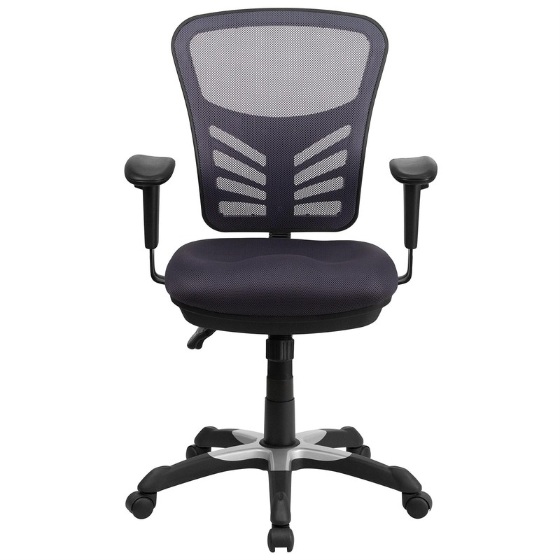 Pemberly Row Contemporary Mid Back Mesh Swivel Office Chair in Dark Gray