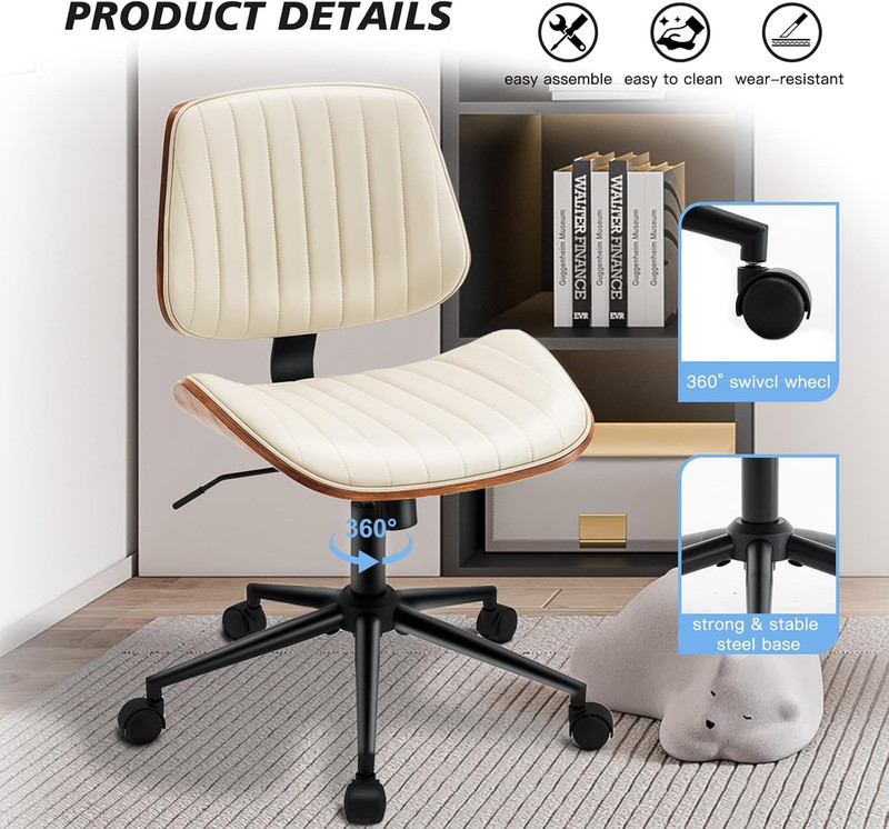 Ergonomic Armless Swivel Desk Chair with Adjustable Height and Modern Design - B gallery
