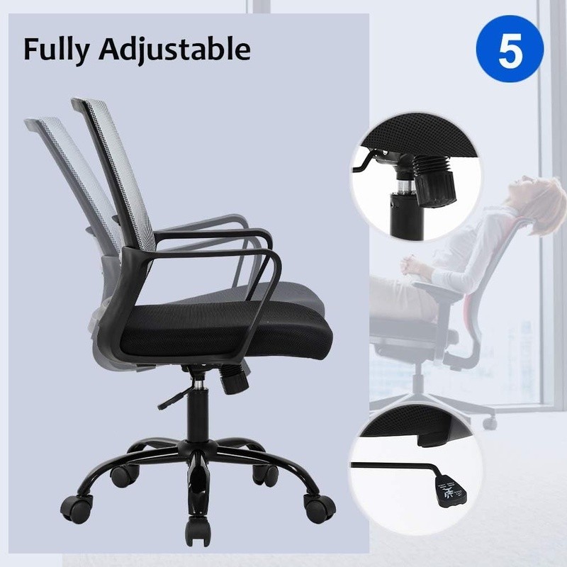 Ergonomic Swivel Rolling Desk Chair W/ Lumbar Support Adjustable Mesh Stool New gallery