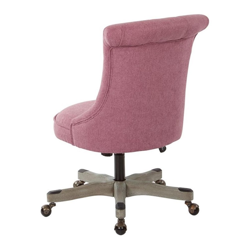 Pemberly Row Tufted Office Chair in Orchid Purple Fabric with Gray Wood Base gallery