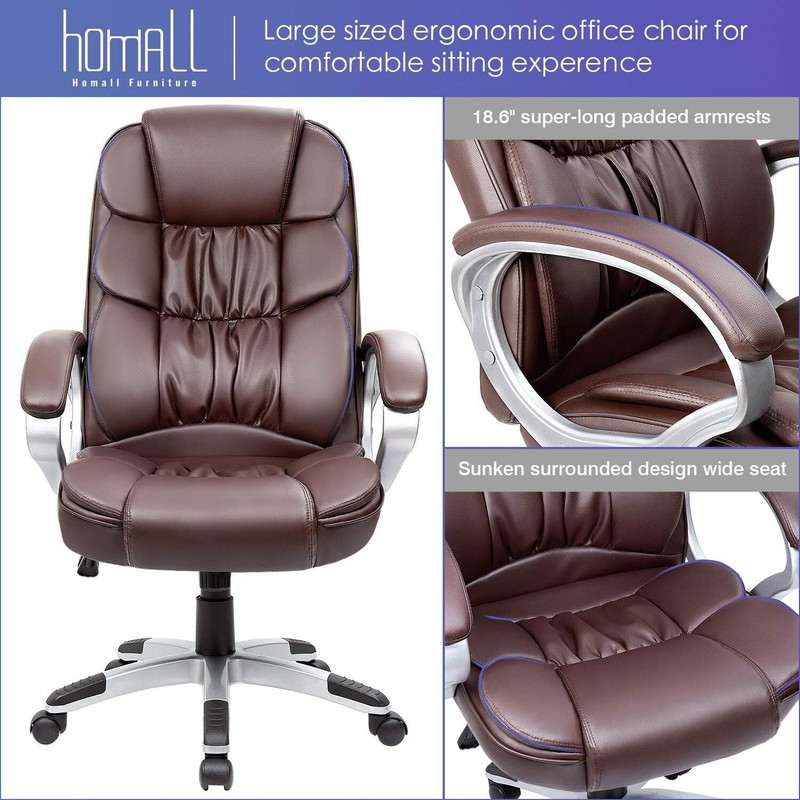 PU Leather Adjustable Height Modern Executive Swivel Task Chair Computer Chair gallery