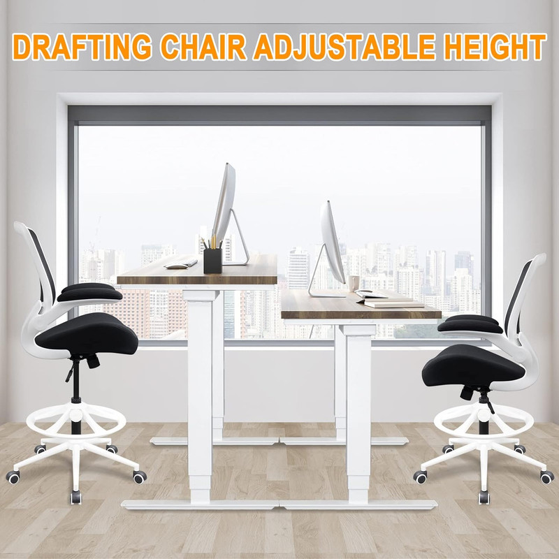 Ergonomic Drafting Chair,Standing Computer Desk Chair,Foot Ring,With Flip-Up Arm gallery