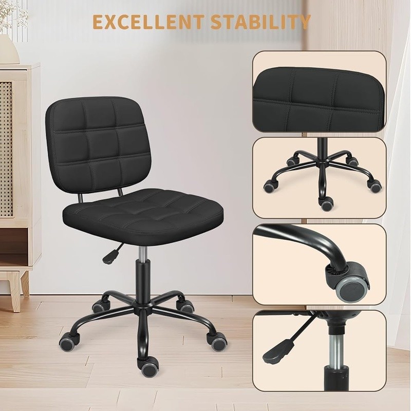 Armless Rolling Office Chair Ergonomic Drafting Chair 360° Swivel Adjustable New gallery