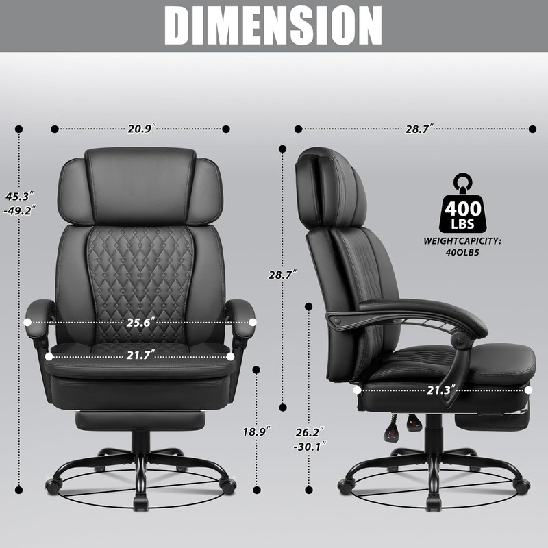400lbs Executive Office Chair W/ Foot Rest Ergonomic Heavy Duty Big & Tall Desk gallery